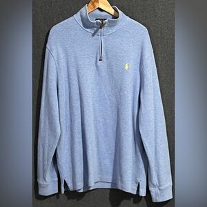 Polo by Ralph Lauren Light Blue Quarter-Zip Sweatshirt with Yellow Pony